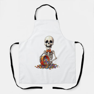 Skeleton Candy Bowl Halloween Apron
