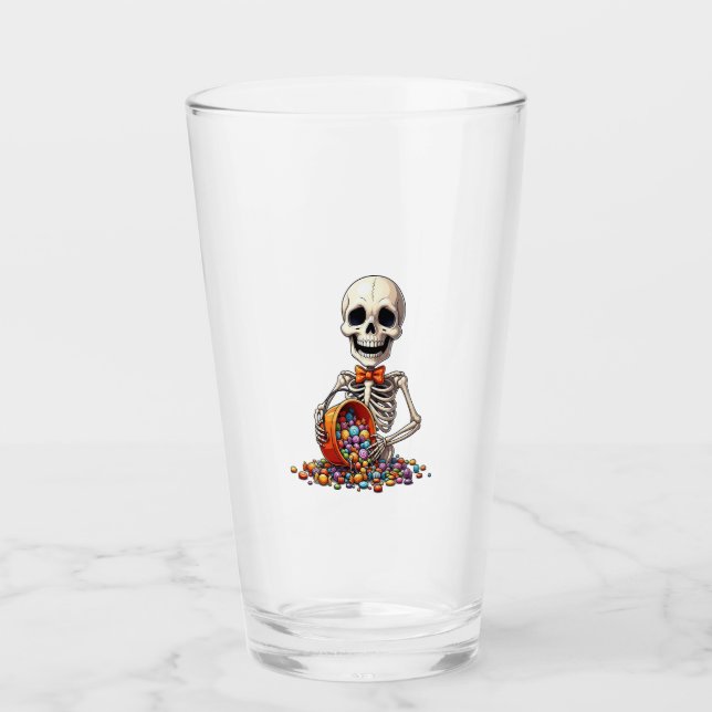 Skeleton Candy Bowl Halloween Glass (Front)