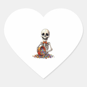 Skeleton Candy Bowl Halloween Heart Sticker