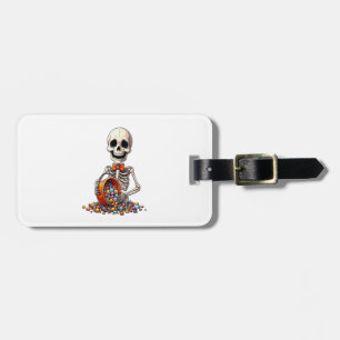 Skeleton Candy Bowl Halloween Luggage Tag