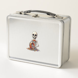 Skeleton Candy Bowl Halloween Metal Lunch Box