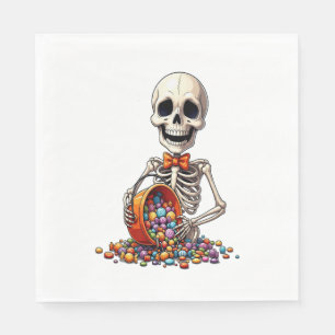 Skeleton Candy Bowl Halloween Napkin