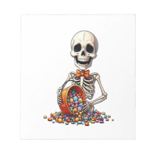 Skeleton Candy Bowl Halloween Notepad