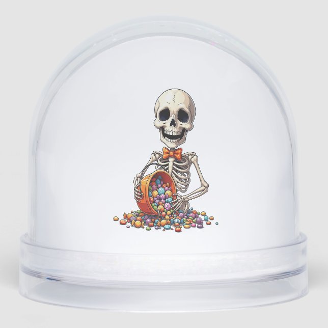 Skeleton Candy Bowl Halloween Snowglobe (Front)