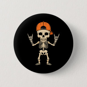 Skeleton Cap Halloween Punk Rock Men Boys 6 Cm Round Badge