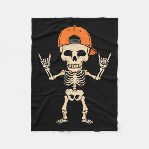 Skeleton Cap Halloween Punk Rock Men Boys Fleece Blanket