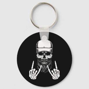 Skeleton Cap Skater Cool Halloween Punk Rock Key Ring