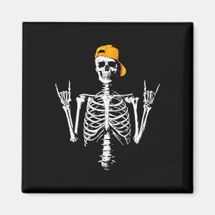 Skeleton Cap Skater Cool Halloween Punk Rock Men B Magnet