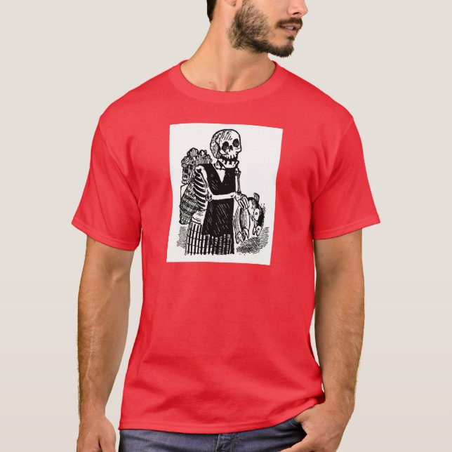 "Skeleton carrying Fish" circa early 1900's T-Shirt (Front)