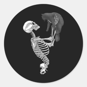 Skeleton Cat Art For Men Women Feline Costume Hall Classic Round Sticker