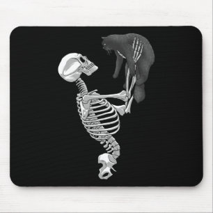 Skeleton Cat Art For Men Women Feline Costume Hall Mouse Pad