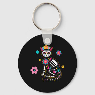 Skeleton Cat Camiseta Day Of The Government Key Ring