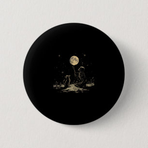 Skeleton Cat Full Moon Witchcraft Goth Dark Art Sk 6 Cm Round Badge