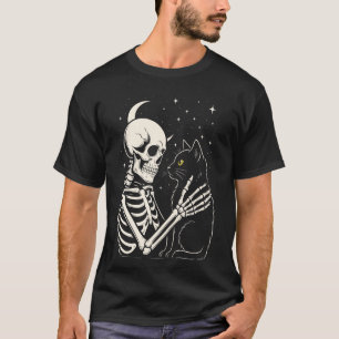 Skeleton Cat Halloween Costume Spooky Black Cat Da T-Shirt