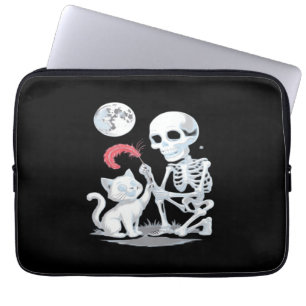 Skeleton Cat Halloween Funny Cute Spooky Essential Laptop Sleeve