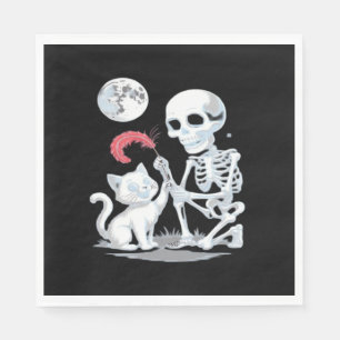 Skeleton Cat Halloween Funny Cute Spooky Essential Napkin