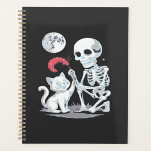 Skeleton Cat Halloween Funny Cute Spooky Essential Planner