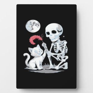 Skeleton Cat Halloween Funny Cute Spooky Essential Plaque