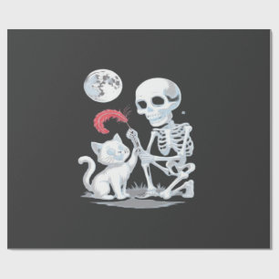Skeleton Cat Halloween Funny Cute Spooky Essential Wrapping Paper