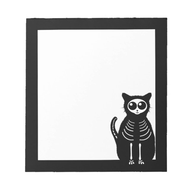 Skeleton Cat Halloween  Notepad (Front)