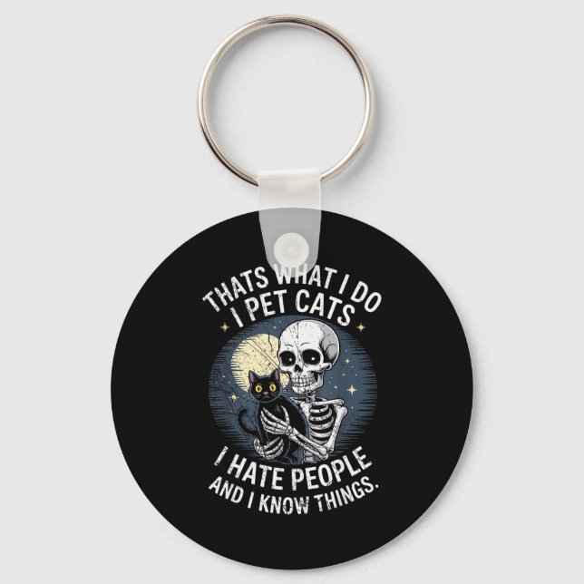 Skeleton Cat Kitten Lover Skull Kitty Pet Owner  Key Ring (Front)