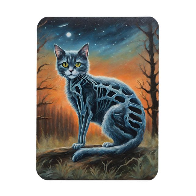Skeleton Cat  Magnet (Vertical)