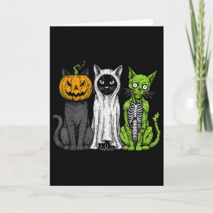 Skeleton Cat Pumpkin Ghost Halloween Kitty Meow Gi Card