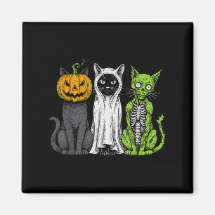 Skeleton Cat Pumpkin Ghost Halloween Kitty Meow Gi Magnet