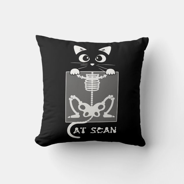 Skeleton Cat Scan Ct Scaning Funny X Ray Pun Meme  Cushion (Front)