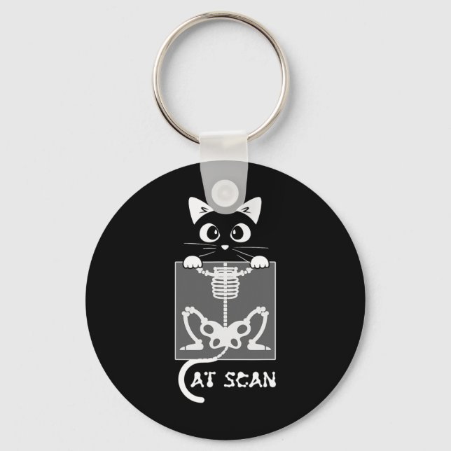 Skeleton Cat Scan Ct Scaning Funny X Ray Pun Meme  Key Ring (Front)