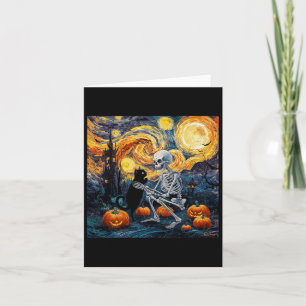 Skeleton Cat Skull Goth Halloween Men Women Kids C Card