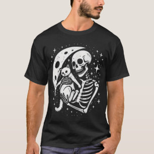 Skeleton Cat Skull Goth Halloween Men Women Kids T-Shirt