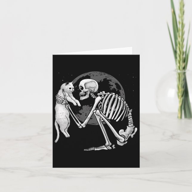 Skeleton Cat Skull Kitty Cute Ghost Halloween Men  Card (Front)
