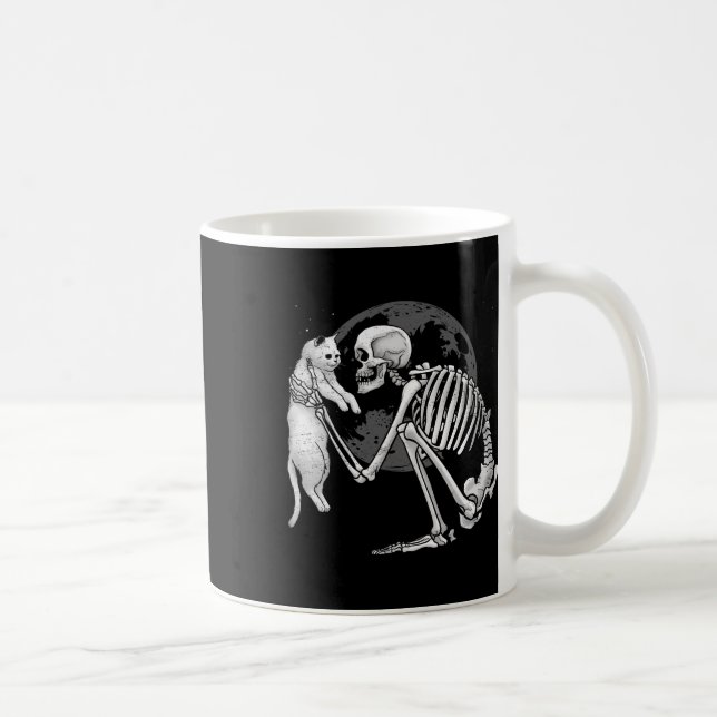 Skeleton Cat Skull Kitty Cute Ghost Halloween Men  Coffee Mug (Right)