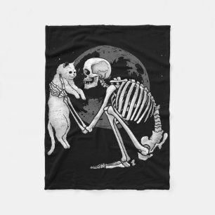 Skeleton Cat Skull Kitty Cute Ghost Halloween Men Fleece Blanket