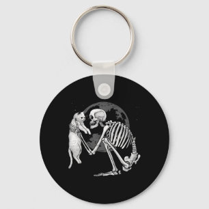 Skeleton Cat Skull Kitty Cute Ghost Halloween Men  Key Ring