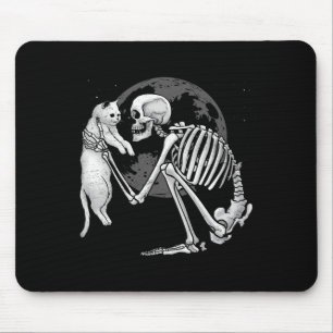 Skeleton Cat Skull Kitty Cute Ghost Halloween Men Mouse Pad