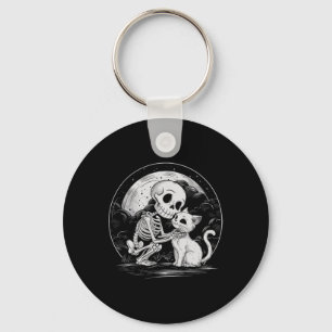 Skeleton Cat Skull Kitty Cute Goth Halloween Costu Key Ring
