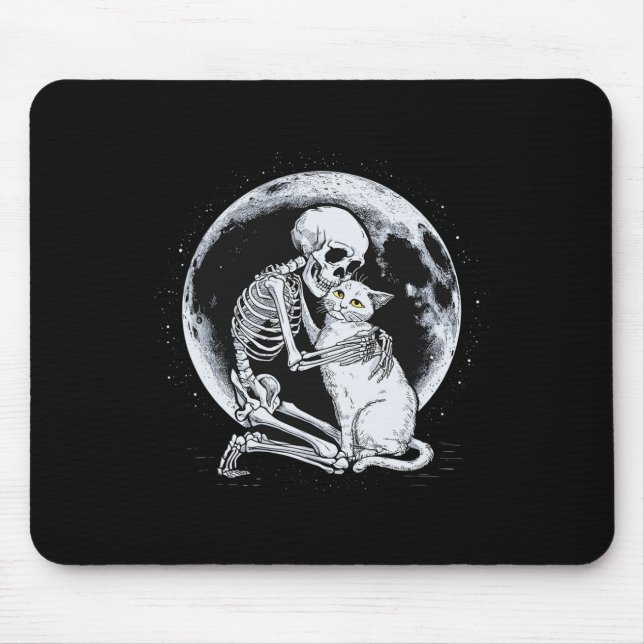 Skeleton Cat Skull Kitty Cute Goth Halloween Costu Mouse Pad (Front)