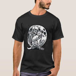 Skeleton Cat Skull Kitty Cute Goth Halloween Costu T-Shirt