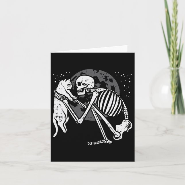 Skeleton Cat Skull Kitty Cute Goth Halloween Men W Card (Front)