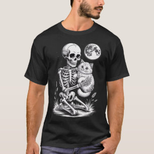 Skeleton Cat Skull Kitty Cute Goth Halloween Men W T-Shirt