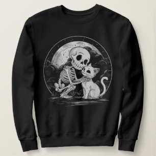 Skeleton Cat Skull Kitty - Cute Goth Halloween Sweatshirt