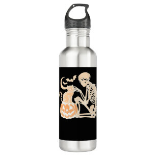 Skeleton Cat Skull kitty Cute Halloween Design Cla 710 Ml Water Bottle