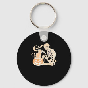 Skeleton Cat Skull kitty Cute Halloween Design Cla Key Ring