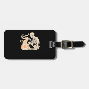 Skeleton Cat Skull kitty Cute Halloween Design Cla Luggage Tag