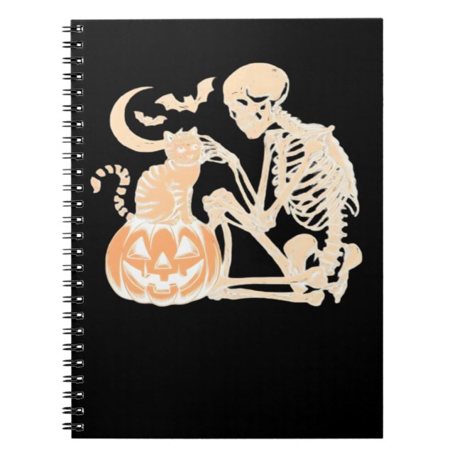 Skeleton Cat Skull kitty Cute Halloween Design Cla Notebook (Front)