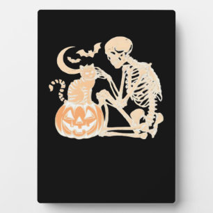 Skeleton Cat Skull kitty Cute Halloween Design Cla Plaque