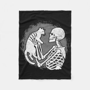 Skeleton Cat Skull Kitty Cute Halloween Men Women Fleece Blanket