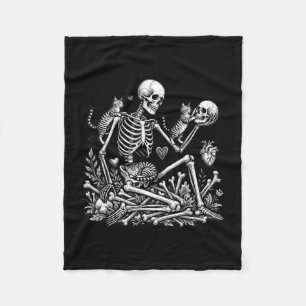 Skeleton cat skull kitty cute halloween men women fleece blanket